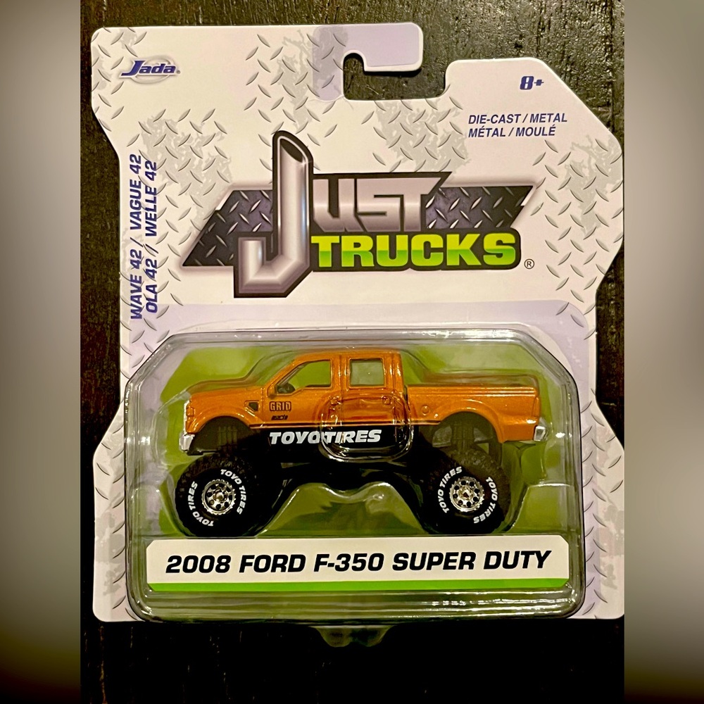 Jada 1:64 Just Trucks Wave 42 Orange 2008 Ford F-350 Super Duty Toyo Tires